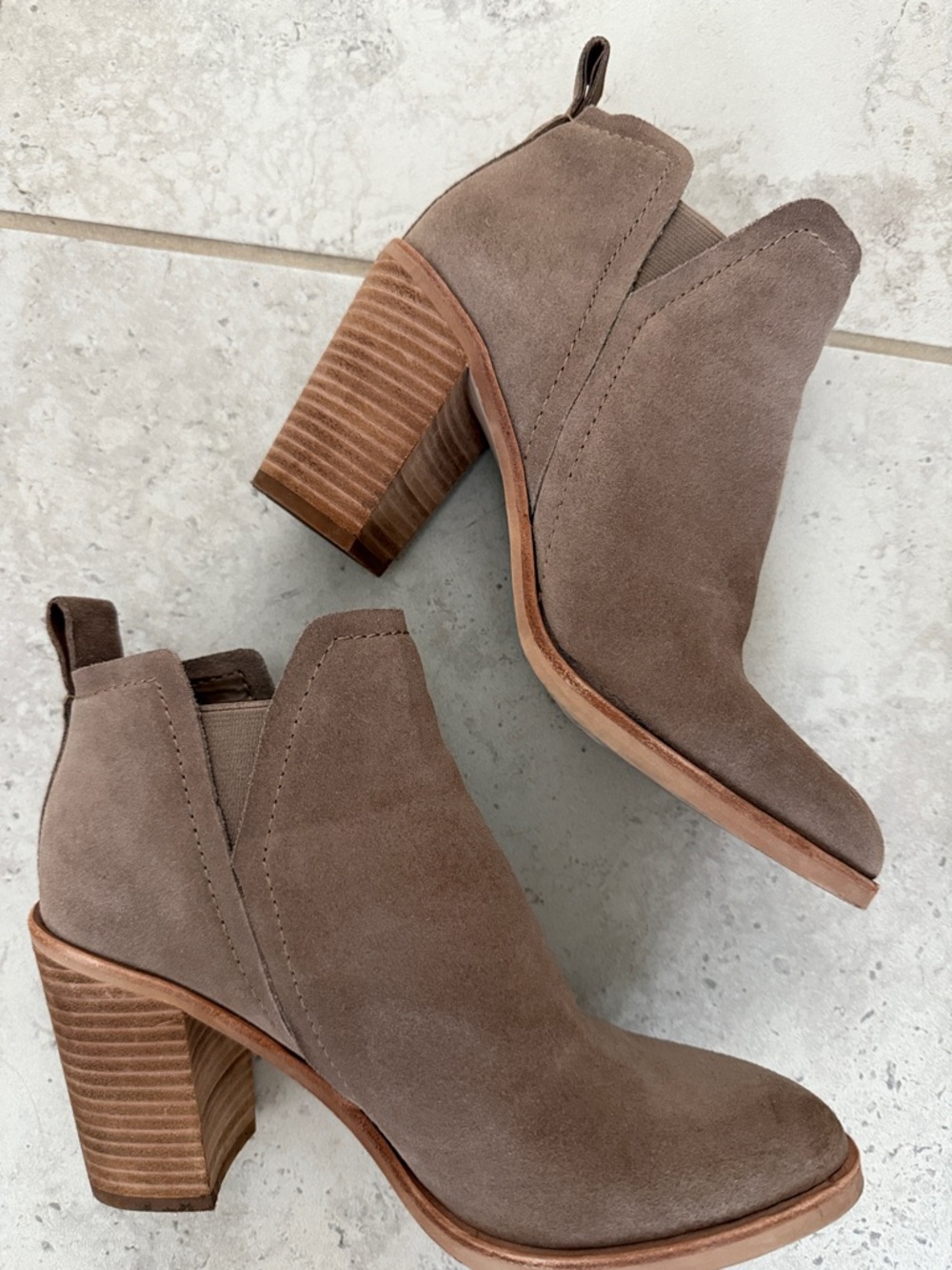 Dolce Vita Suede Taupe pointed toe  Ankle Boots